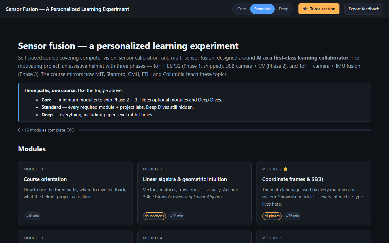 Sensor Fusion course homepage